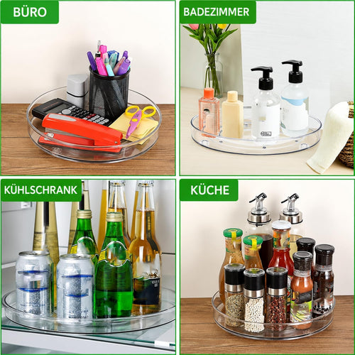 ERBO Drehteller Organizer, Küchen Kühlschrank Organizer, 360° Kühlschrank Drehplatte Gewürzhalter, Drehbarer Organizer für Küche Speisekammer Schrank Dresser (23cm Durchmesser)