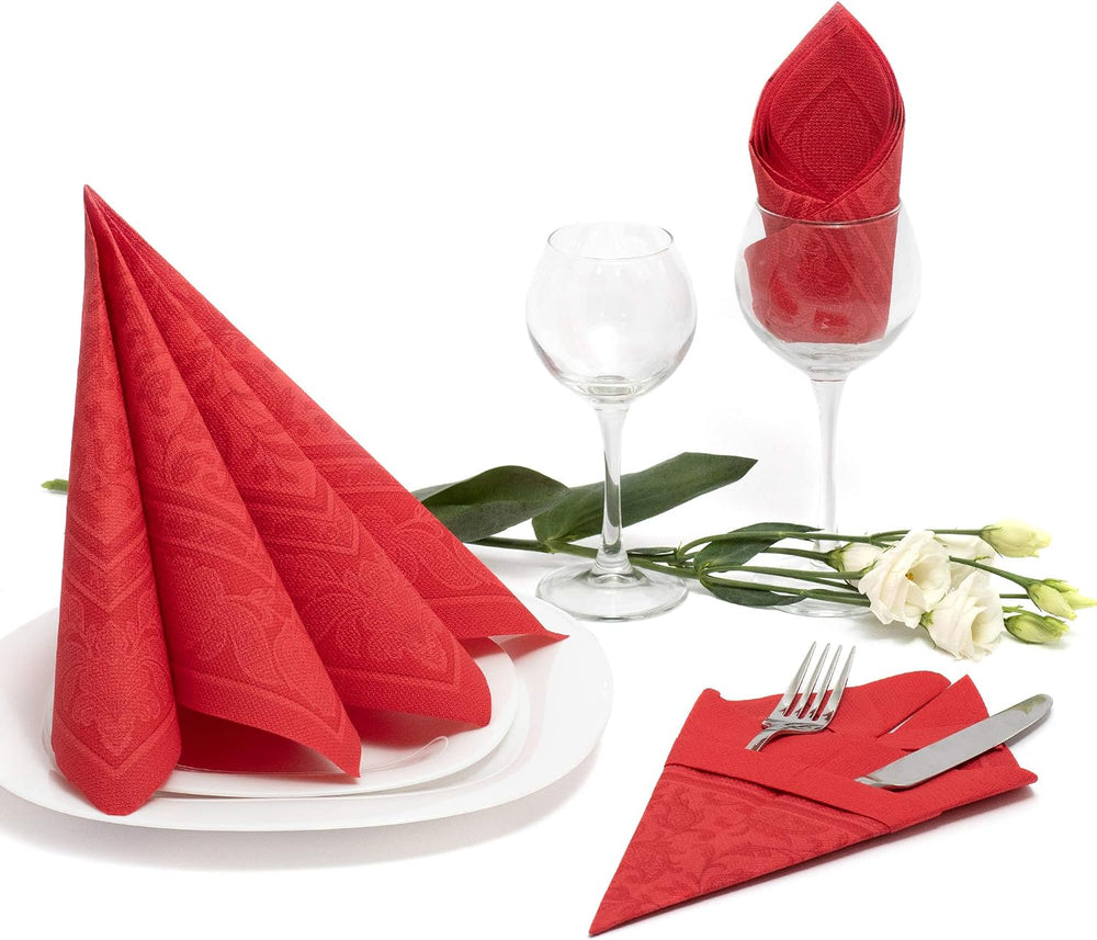 Papstar 50x Royal Collection Servietten Rot Ornaments 40 x 40 cm