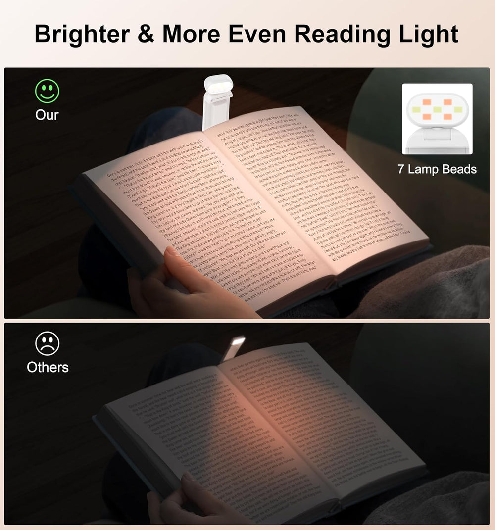 Gritin Leselampe Buch Klemme, Wiederaufladbare Buchlampe mit 7 LEDs -Weiß