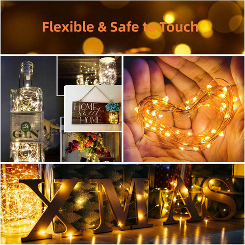 2 Stück Led Lichterkette mit USB, IP65 Wasserdicht, 5M 50er Micro LED Kupferdraht Lichterkette, Wasserdicht Weihnachten Weihnachtsbaum Lichterketten für Party, Garten, Hochzeit, Deko, Warmweiß