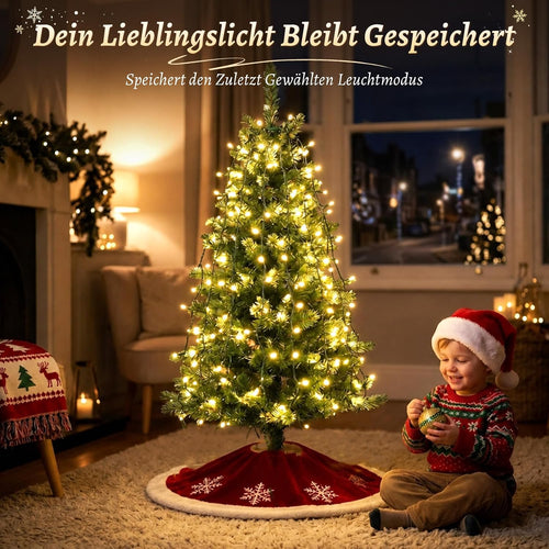SALCAR Weihnachtsbaum Lichterkette 1,5m 200er LED mit 8 Girlanden, Warmweiß
