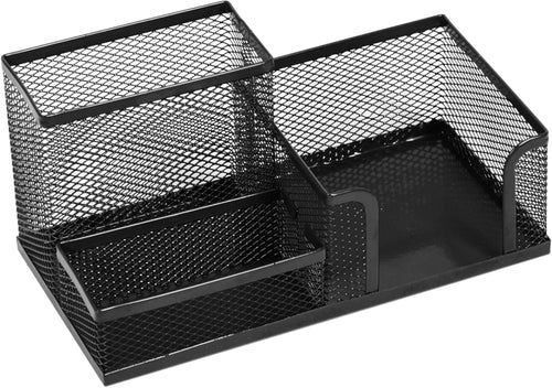Schreibtisch Organizer aus Metall mit Zettelhalter, schwarz