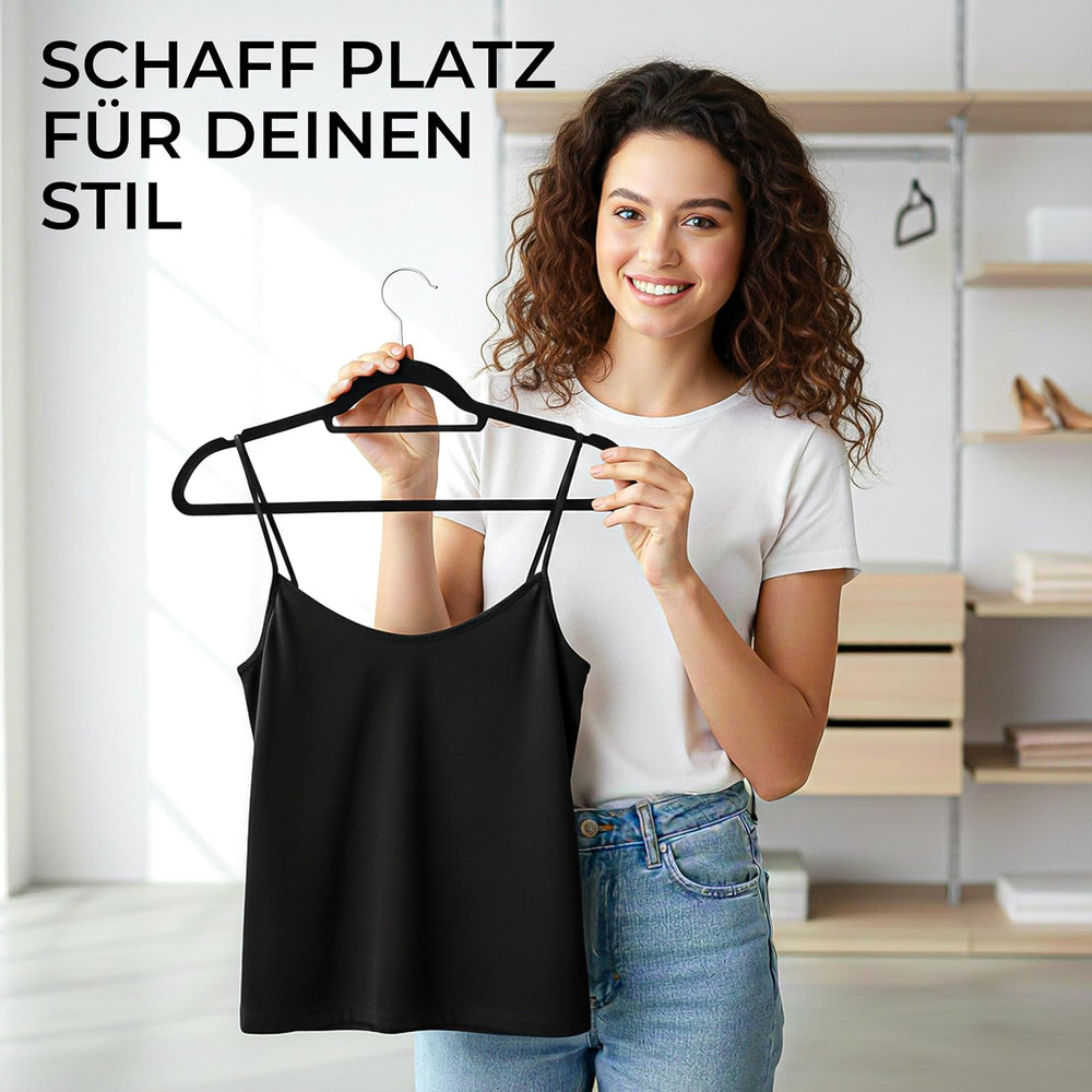 Utopia Home - Premium Kleiderbügel aus Samt (Schwarz, 50er-Pack)