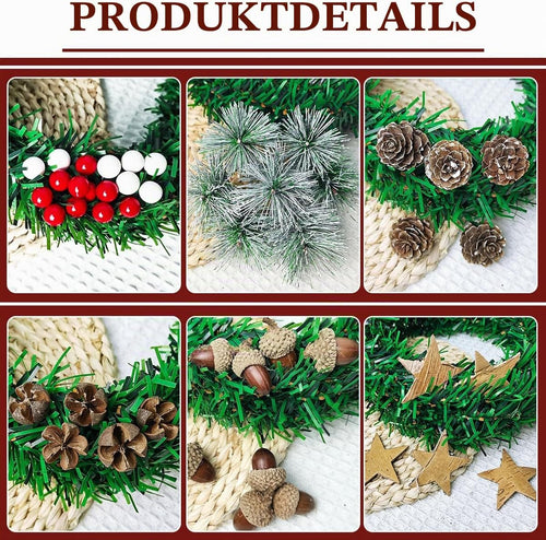 Adventskranz Deko,100 pcs Weihnachtskranz Deko,Adventskranz Selber Basteln,Deko Für adventskranz,Weihnachtsgesteck Deko,Weihnachtsdeko Basteln,Tannenzapfen Deko