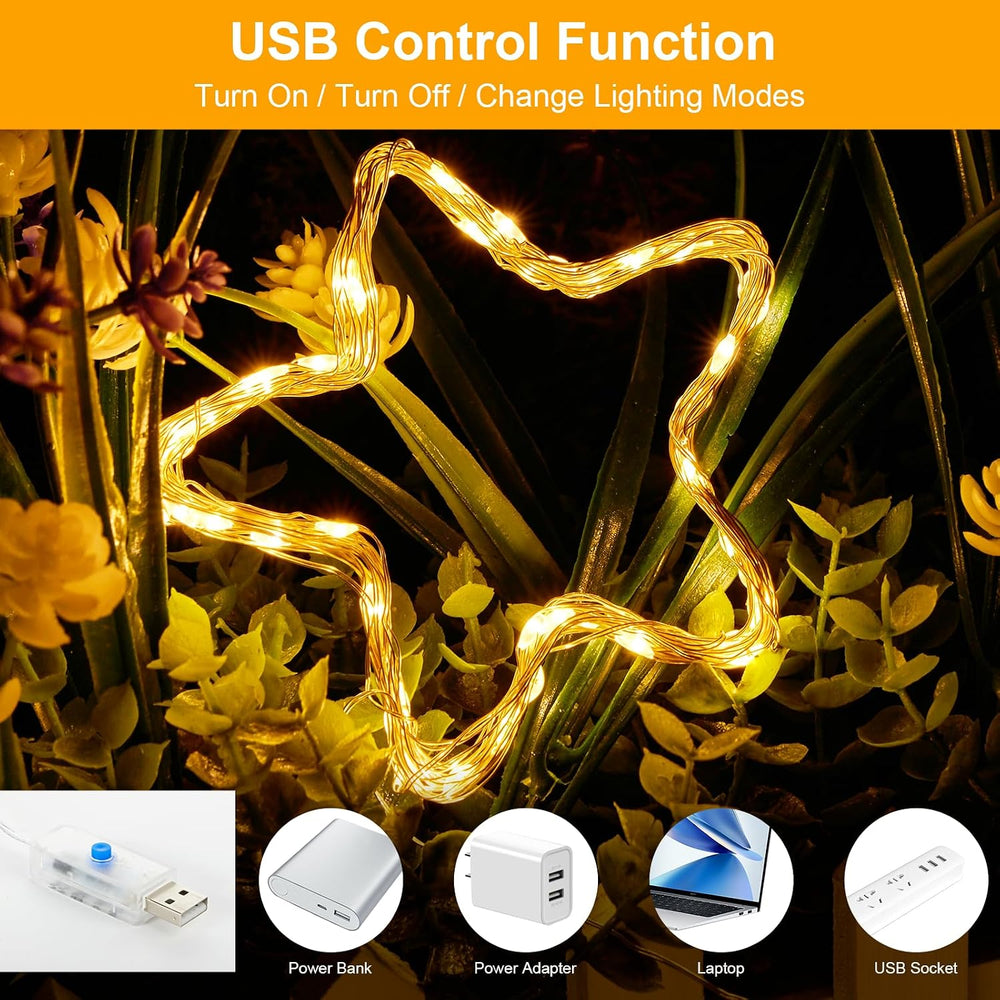 Wasserdicht Draht Lichterkette, 4 x 10M 100 LED USB Weihnachten Außenlichterkette Micro Lichterkette Außen und Innen mit Fernbedienung 8 Programm und Timer für Schlafzimmer, Party, Hochzeit