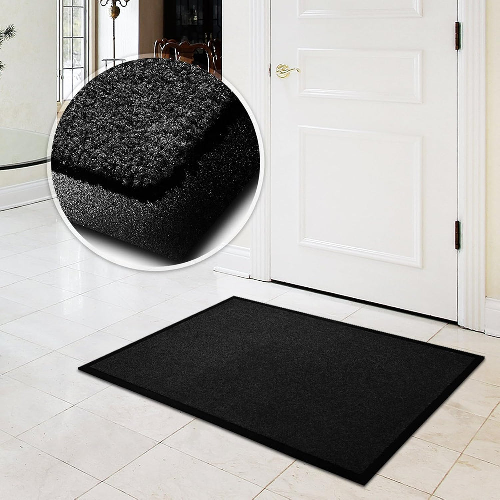 Floordirekt Schmutzfangmatte Monochrom | Fussmatte in 10 Größen & 8 Farben | Türmatte für innen & außen (40 x 60 cm, Schwarz)