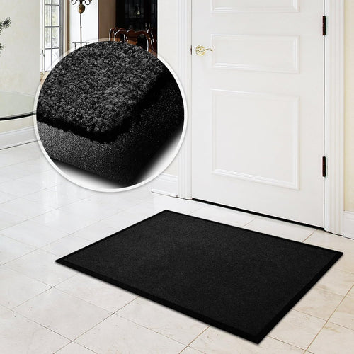 Floordirekt Schmutzfangmatte Monochrom | Fussmatte in 10 Größen & 8 Farben | Türmatte für innen & außen (40 x 60 cm, Schwarz)