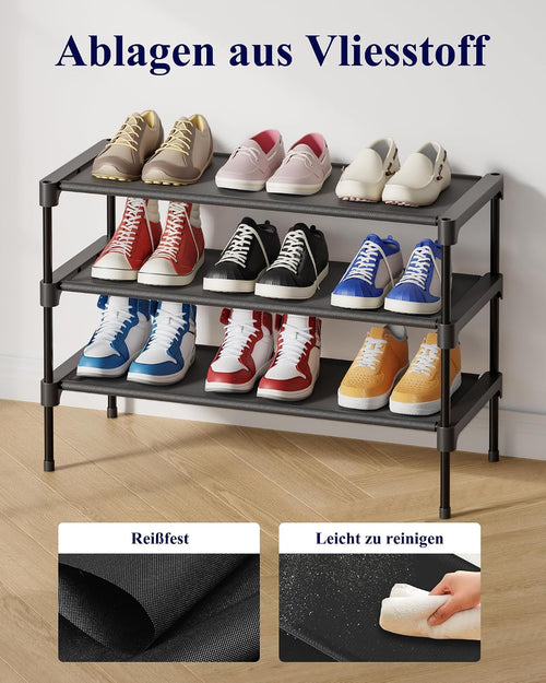 Kitsure Schuhregal, 3 Ebenen, 63 x 30 x 36 cm, Schwarz, platzsparend
