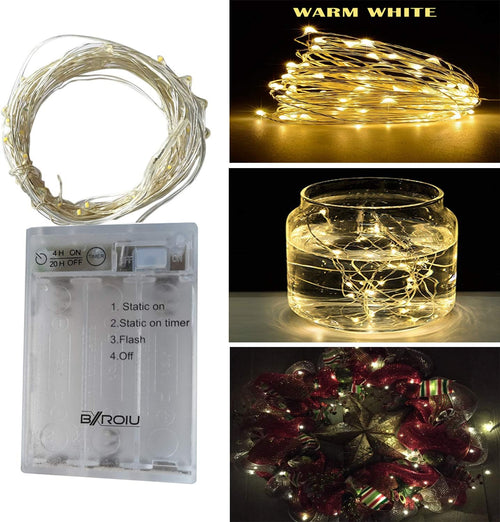 BXROIU 2X 50 LED Lichterkette Batteriebetrieben 5M Micro LED Warmweiß