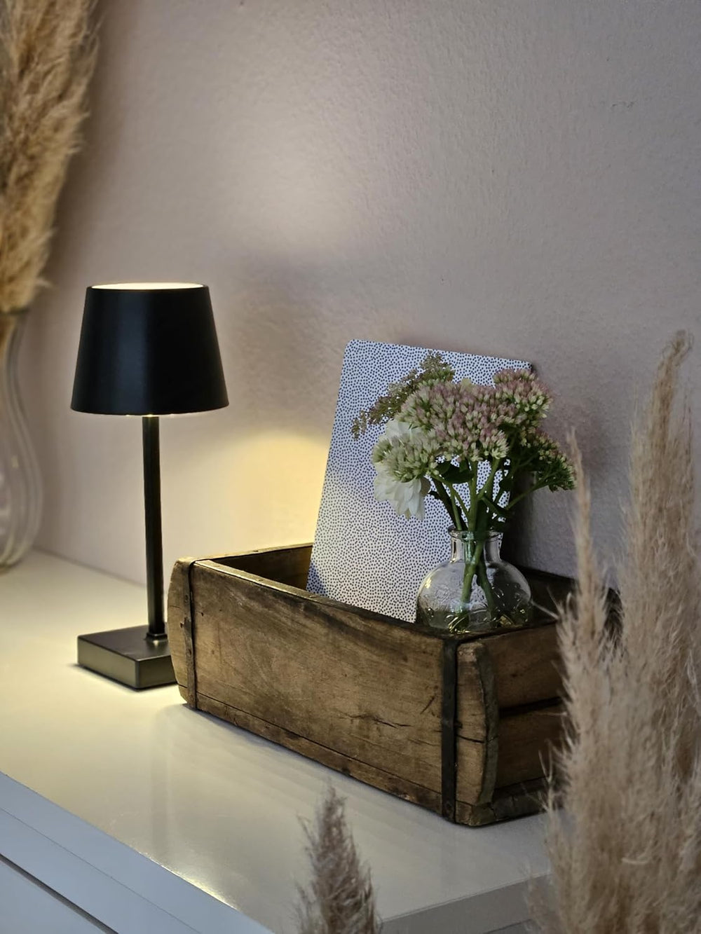Meinposten Tischleuchte Touch dimmbar LED Lampe schwarz kabellos Höhe 26 cm