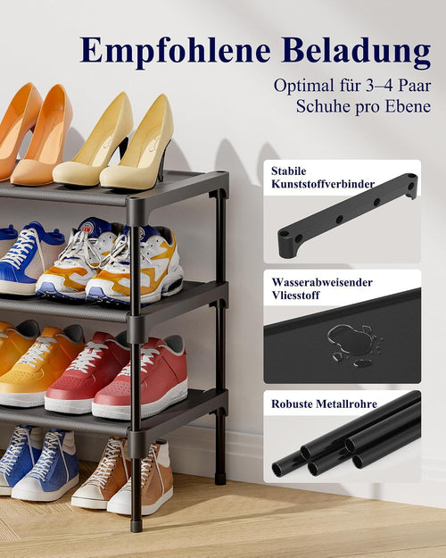 Kitsure Schuhregal, 3 Ebenen, 63 x 30 x 36 cm, Schwarz, platzsparend