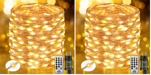 btfarm 10M 100 LED Lichterkette Innen mit Stecker, Warmweiß Kupferdraht