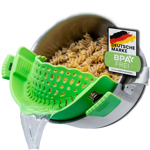 Netrox Schnappsieb aus Silikon, Nudelsieb Aufsatz für Topf & Pfanne