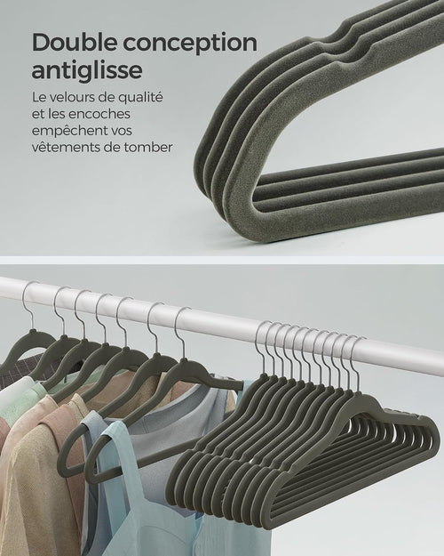 SONGMICS Kleiderbügel Samt, 20er Set, 42 cm breit, dünn, gut belastbar