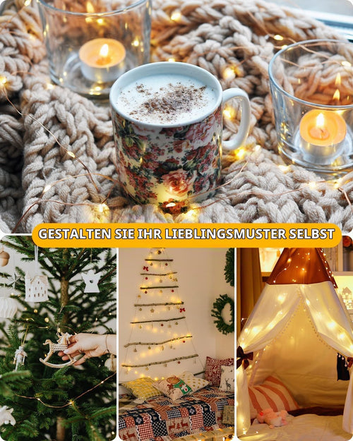 Mini Lichterkette aufladbar, 5M 50LED, Warmweiß