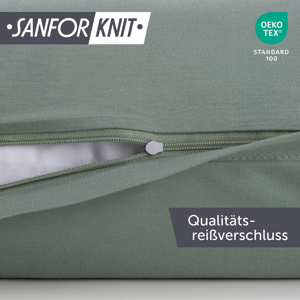 Blumtal Kissenbezug 40x40 cm (2er Set Kissenbezüge) - Hellgrün - 100% Baumwoll-Jersey, Oeko-Tex Zertifiziert, Kissenhülle 40x40 - Jersey Kopfkissenbezug für Kissen 40x40 cm mit Reißverschluss