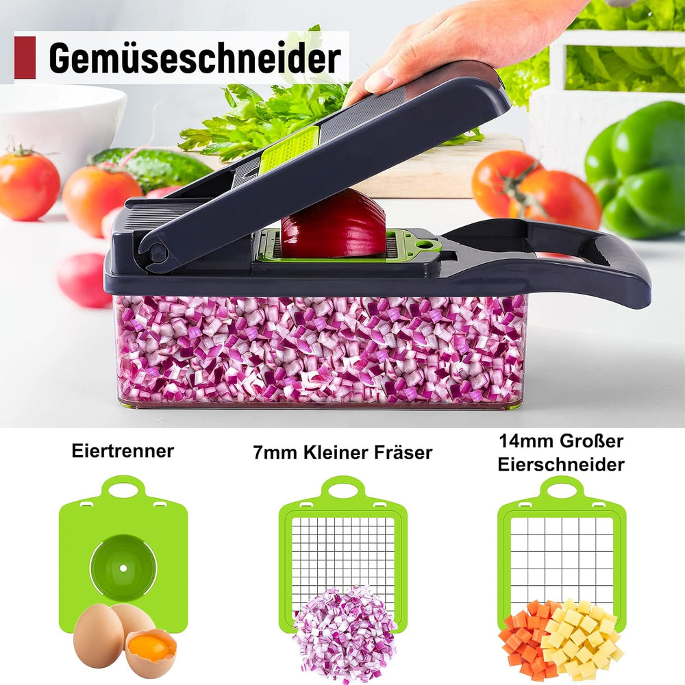 16 In 1 Gemüseschneider, Gemüsehobel mit 7 austauschbaren Klingen