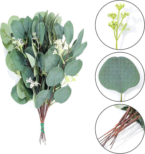 Künstliche Pflanzen, Künstliche Eukalyptus Pflanzen Zweige, künstlichen Blumen Blättern, dekorative Kunststoff Efeu für drinnen, Garten draußen, Schlafzimmer, Vase, Dekoration - 12 Bündel