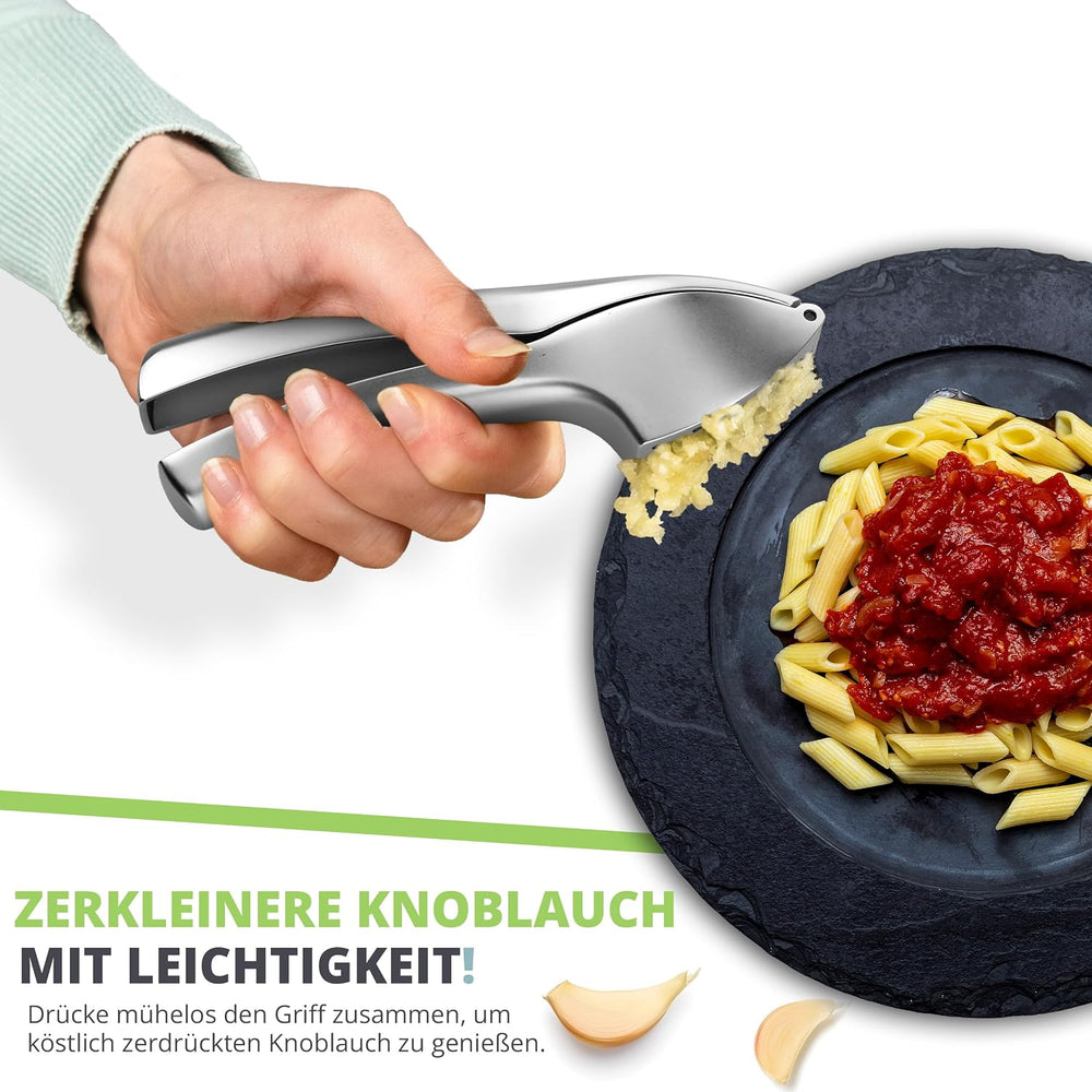 Oliver's Kitchen Knoblauchpresse + Schäler & Bürste - Leicht zu Reinigen