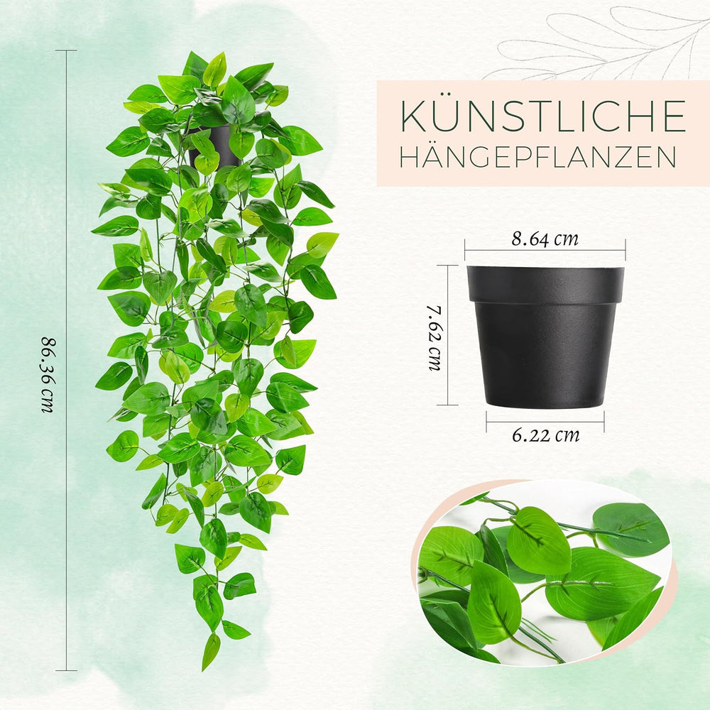 Der Rose 86CM Künstliche Pflanzen wie echt Efeutute für Wand Zimmer Deko