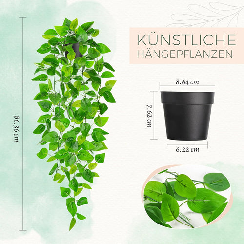 Der Rose 86CM Künstliche Pflanzen wie echt Efeutute für Wand Zimmer Deko