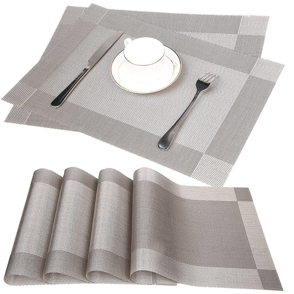 Platzdeckchen Rutschfest Abwaschbar Tischmatten aus PVC Abgrifffeste Hitzebeständig Tischsets Schmutzabweisend, 6er Set Platzsets, 30x45cm, Braun