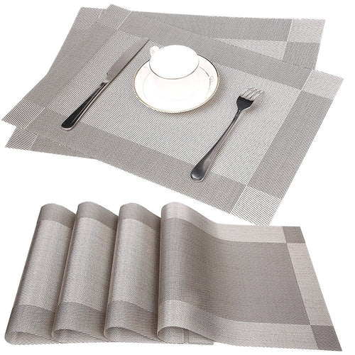 6er Set Platzsets 30x45cm Platzdeckchen Rutschfest Abwaschbar Tischmatten PVC Abgrifffeste Hitzebeständig Tischsets, Platz-Matten für küche