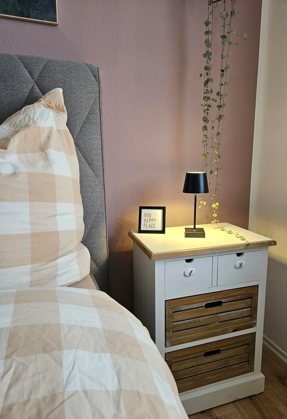 Meinposten Tischleuchte Touch dimmbar LED Lampe schwarz kabellos Höhe 26 cm