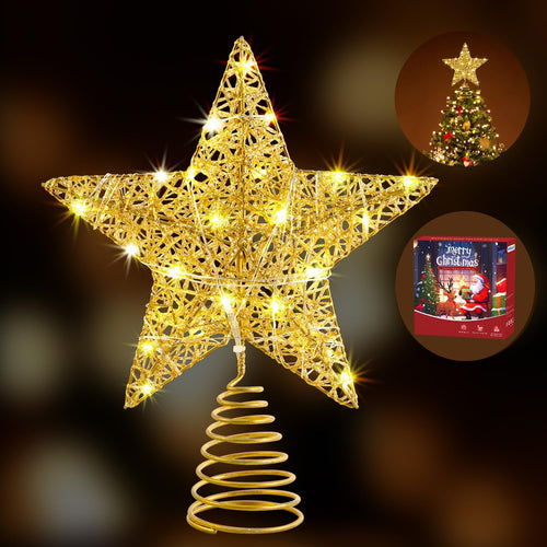 Christbaumspitze Stern mit LED, gold, 25 cm