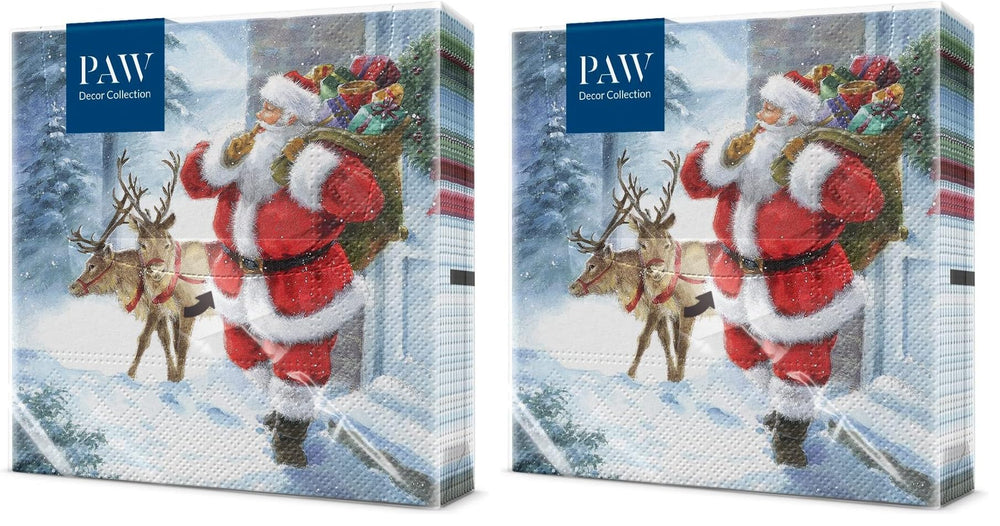PAW Servietten 33 x 33 cm, 20 Stück - Weihnachtsschneeflocken Hellrot