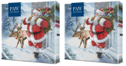PAW Servietten 33 x 33 cm, 20 Stück - Weihnachtsschneeflocken Hellrot