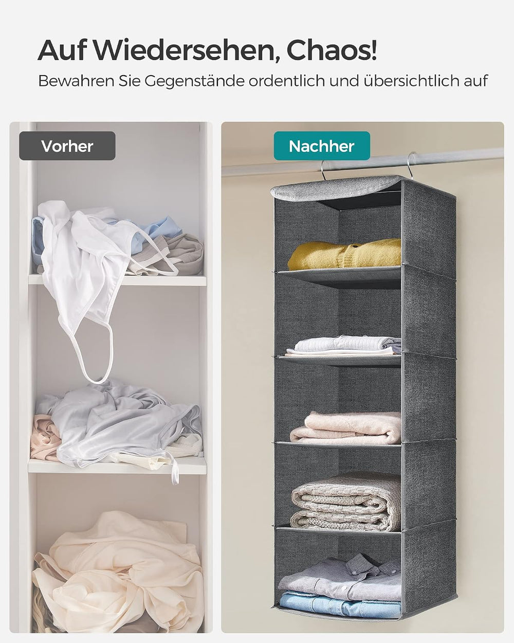 SONGMICS Hängeorganizer, 5 Fächer, Faltbar