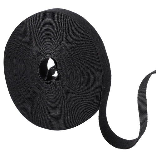 15m Klett Kabelbinder, 10 mm, Zuschneidbar, Klettband Schwarz