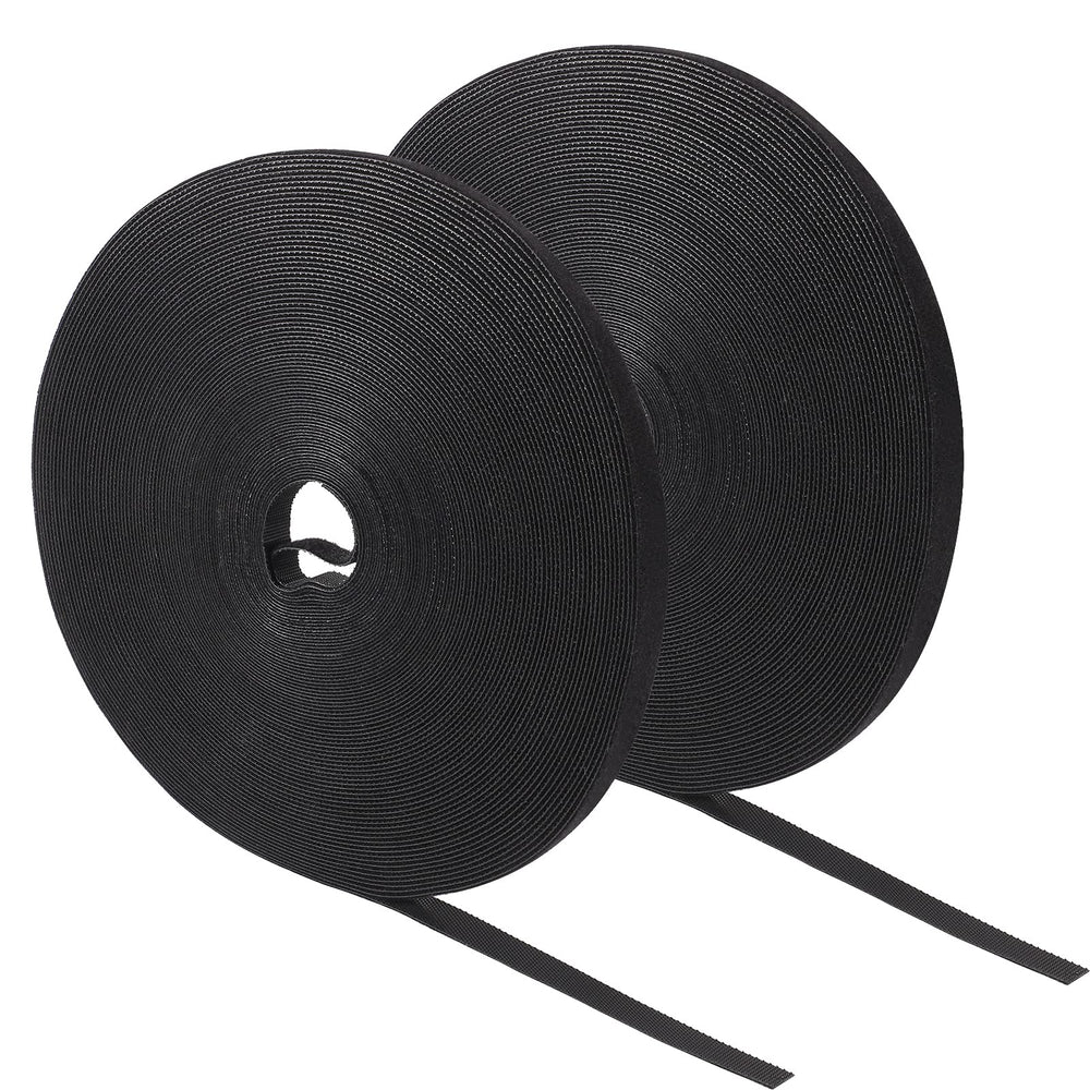 15m Klett Kabelbinder, 10 mm, Zuschneidbar, Klettband Schwarz
