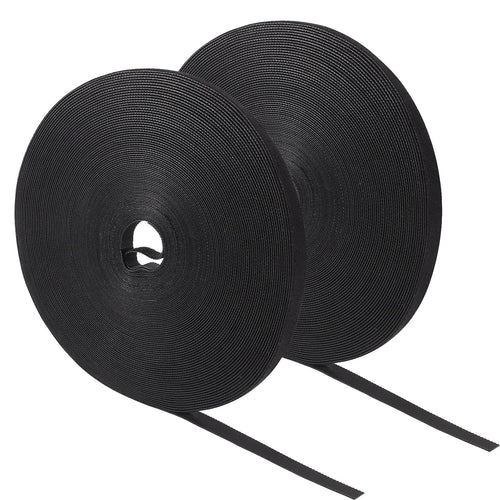 15m Klett Kabelbinder, 10 mm, Zuschneidbar, Klettband Schwarz