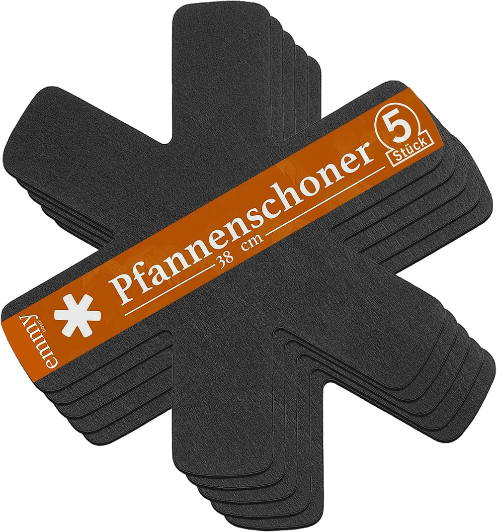 Pfannenschoner - Pfannenschutz Filz 5 Stück Stapelschutz, 38 cm Extra Dicke Topfuntersetzer Anpassbare Größe Topfschoner (5er)