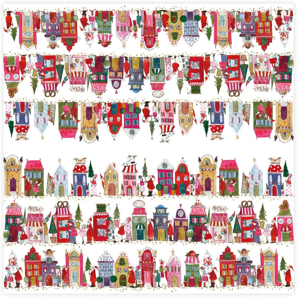 Weihnachtsservietten 33x33 cm, 20 Stück, 3-lagig – bunte Winterhäuser