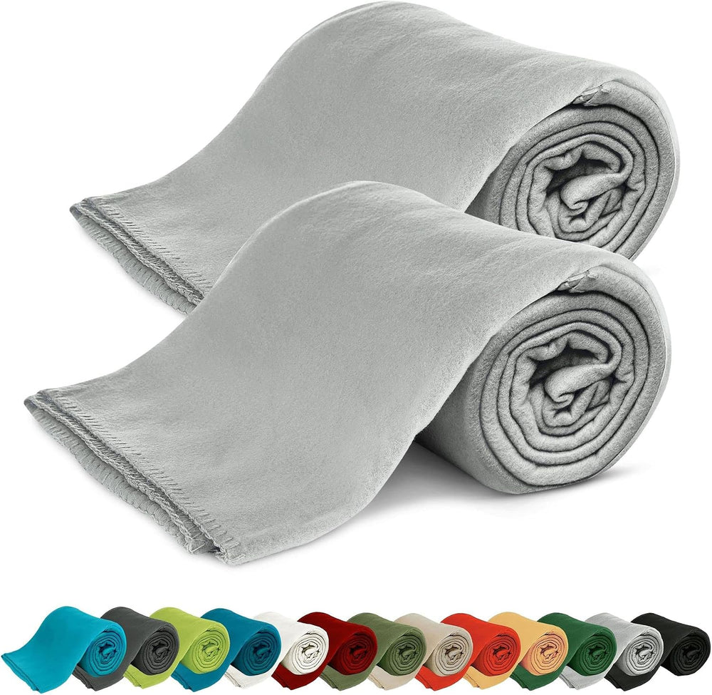 KiGATEX Polar Fleecedecken 2er Set Silber 130x160 cm Oeko-TEX® ca. 420g