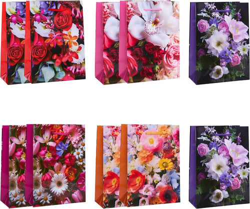 Idena Geschenktüten Classic Blumen, 10 Stück, 11,5 x 16 x 5,5 cm
