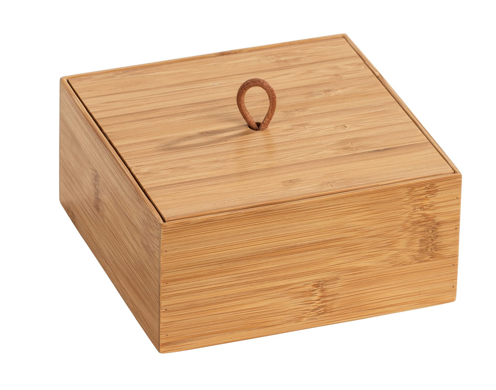 WENKO Box aus Bambus mit 3 Fächern für Schminkutensilien & Schmuck