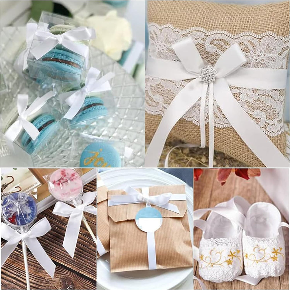 Geschenkband Satinband 22 m x 20 mm Weiß für Geschenkverpackung & Hochzeit