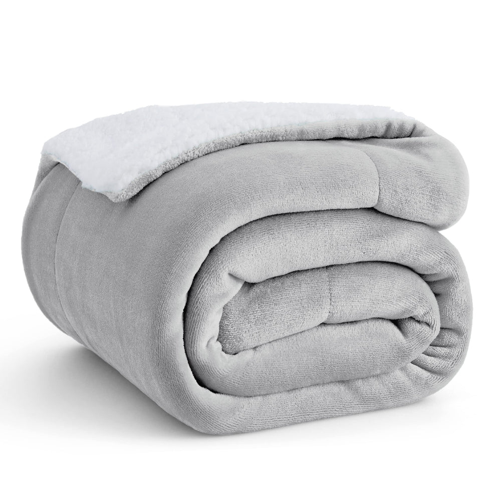 BEDSURE Sherpa Kuscheldecke Flauschig 150x200 - Sofadecke, Grau