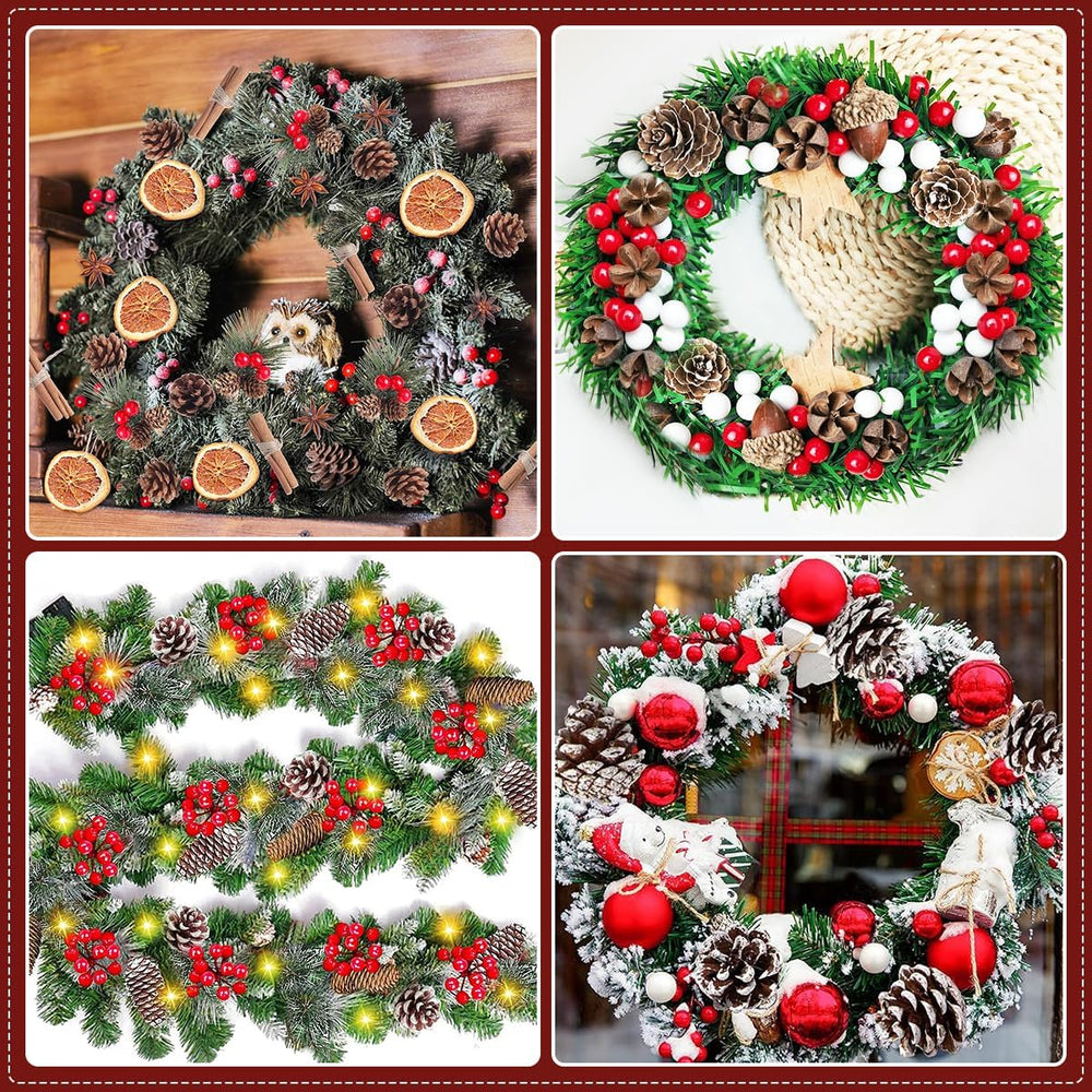 Adventskranz Deko,100 pcs Weihnachtskranz Deko,Adventskranz Selber Basteln,Deko Für adventskranz,Weihnachtsgesteck Deko,Weihnachtsdeko Basteln,Tannenzapfen Deko