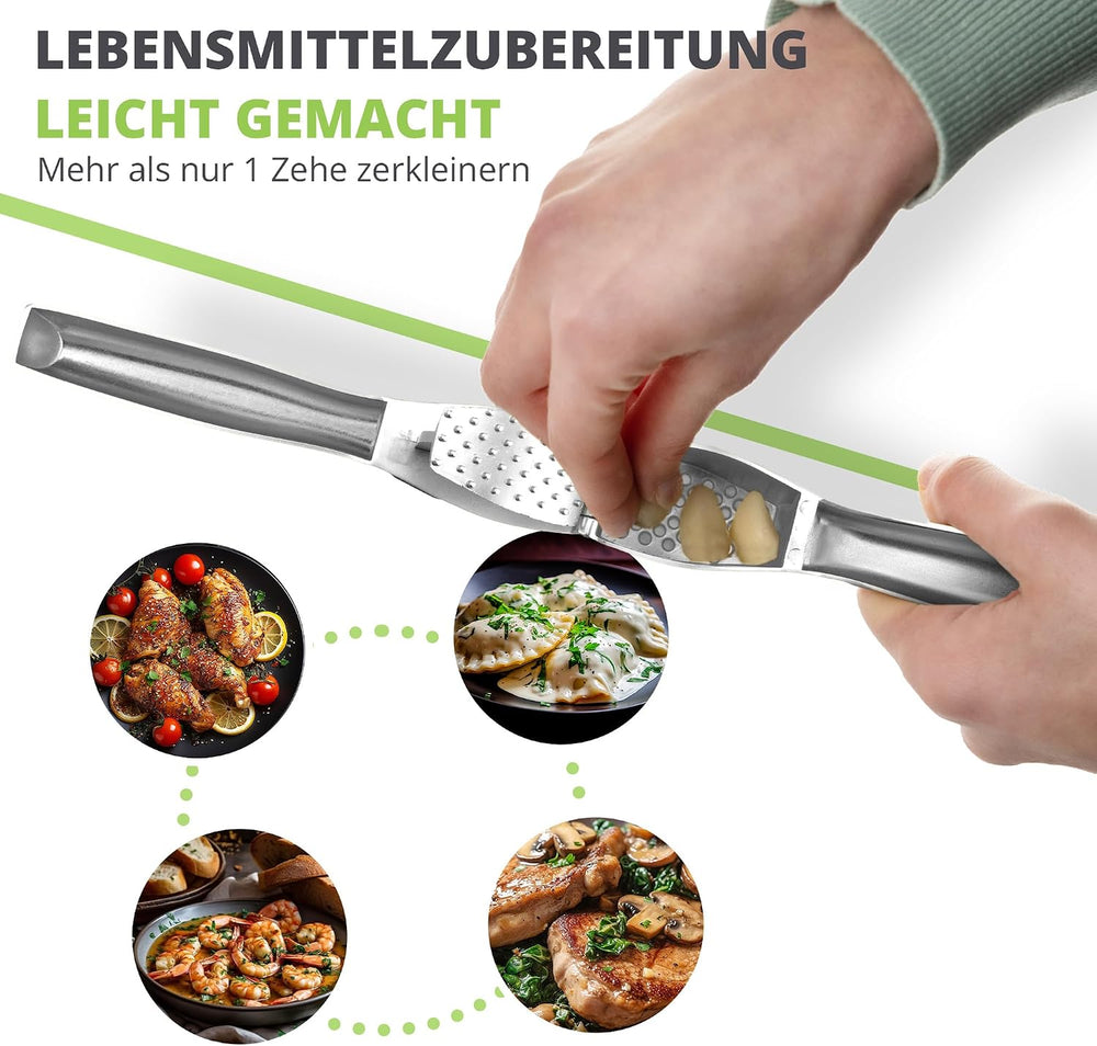 Oliver's Kitchen Knoblauchpresse + Schäler & Bürste - Leicht zu Reinigen