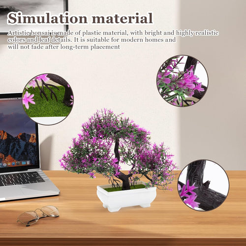 DEANKEJI Farbig Künstlicher Bonsai, Farbenfroh Deko Büro, Realistisch Bonsai Künstlich, für Haus Schlafzimmer Schreibtisch Bauernhaus Zimmer Dekoration