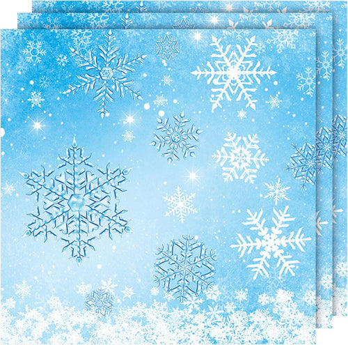 DazzJoy 20 Stück Servietten Weihnachten, 33x33 cm Weihnachten Servietten Schneeflocken, Weihnachtsservietten Tischdeko, Schneeflocken Papierservietten Tischdeko für Frozen, Silvester, Prinzessin Deko