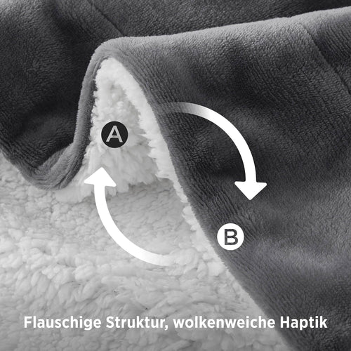 BEDSURE Sherpa Kuscheldecke Flauschig 150x200 - Sofadecke, Grau