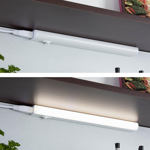 BRILONER - LED Leiste mit Ein/Aus-Schalter, neutralweiße Lichtfarbe, inkl. Steckerkabel, Unterbauleuchte Küche, LED Lichtleiste Küche, Schrankbeleuchtung, Küchenlampe, Lampe, 31,3x2,2x3 cm, Weiß
