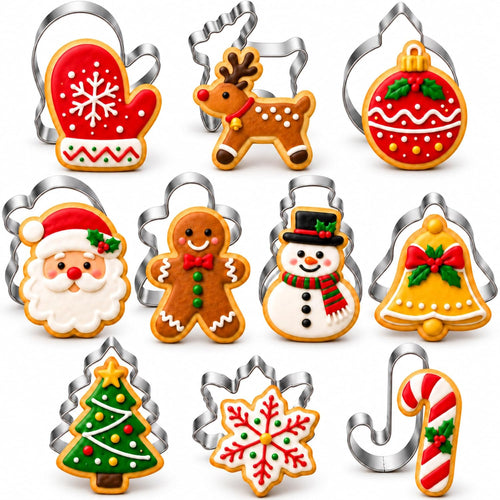 Weihnachtsausstecher aus Edelstahl, 10er Set