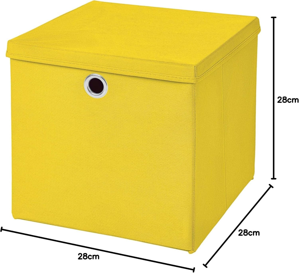 CM3 1 Stück Gelb Faltbox 28 x 28 x 28 cm Aufbewahrungsbox faltbar mit Deckel